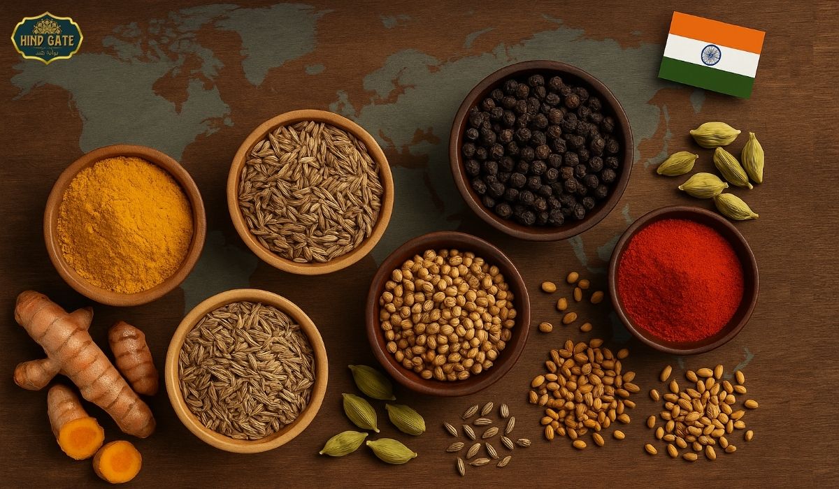 Top Indian spices for export including turmeric and black pepper