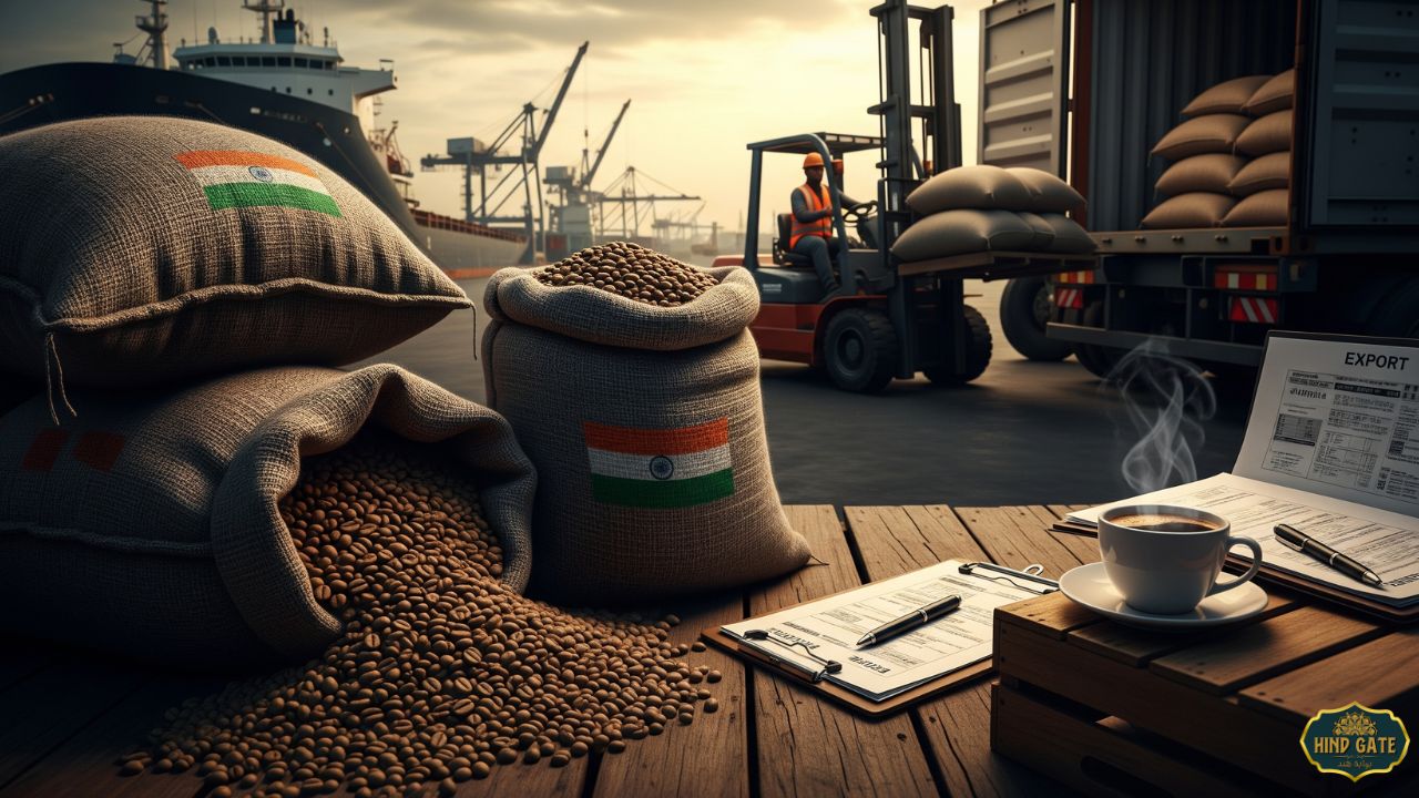 Coffee export process India, shipping logistics and export documents