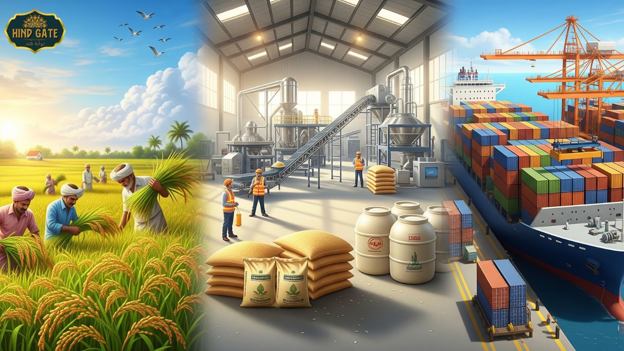 Different types of rice exported from India including Basmati and non-Basmati varieties.