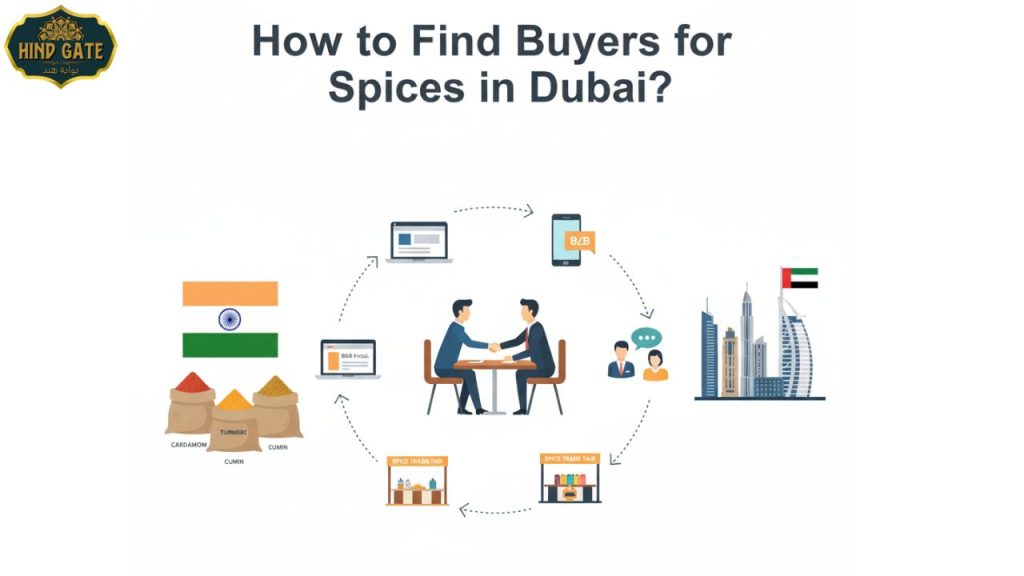 Find buyers for Indian spices in Dubai – B2B portals, spice souk, wholesalers.