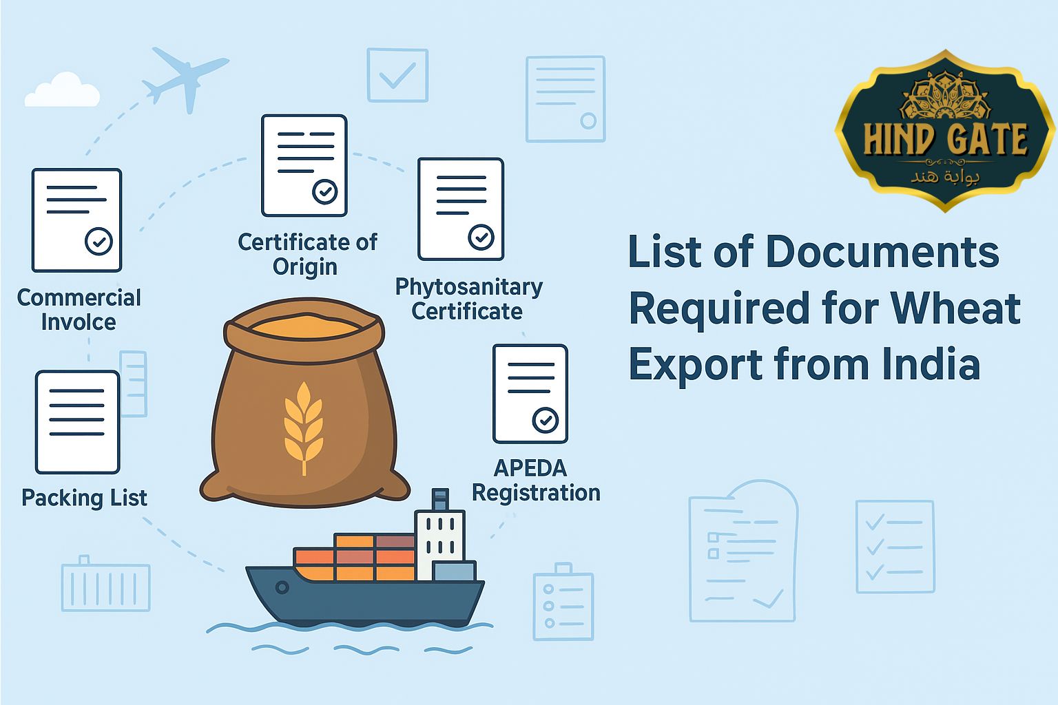 List of Documents Required for Wheat Export from India – IEC, APEDA, FSSAI.