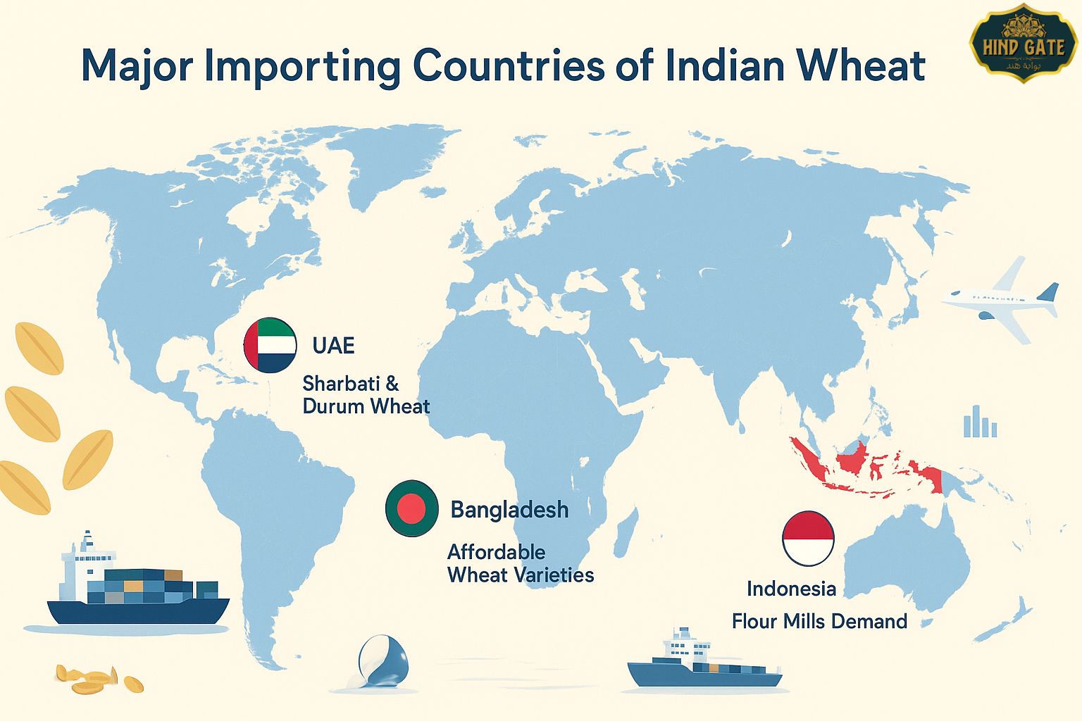 Major Importing Countries of Indian Wheat – UAE, Bangladesh, Indonesia